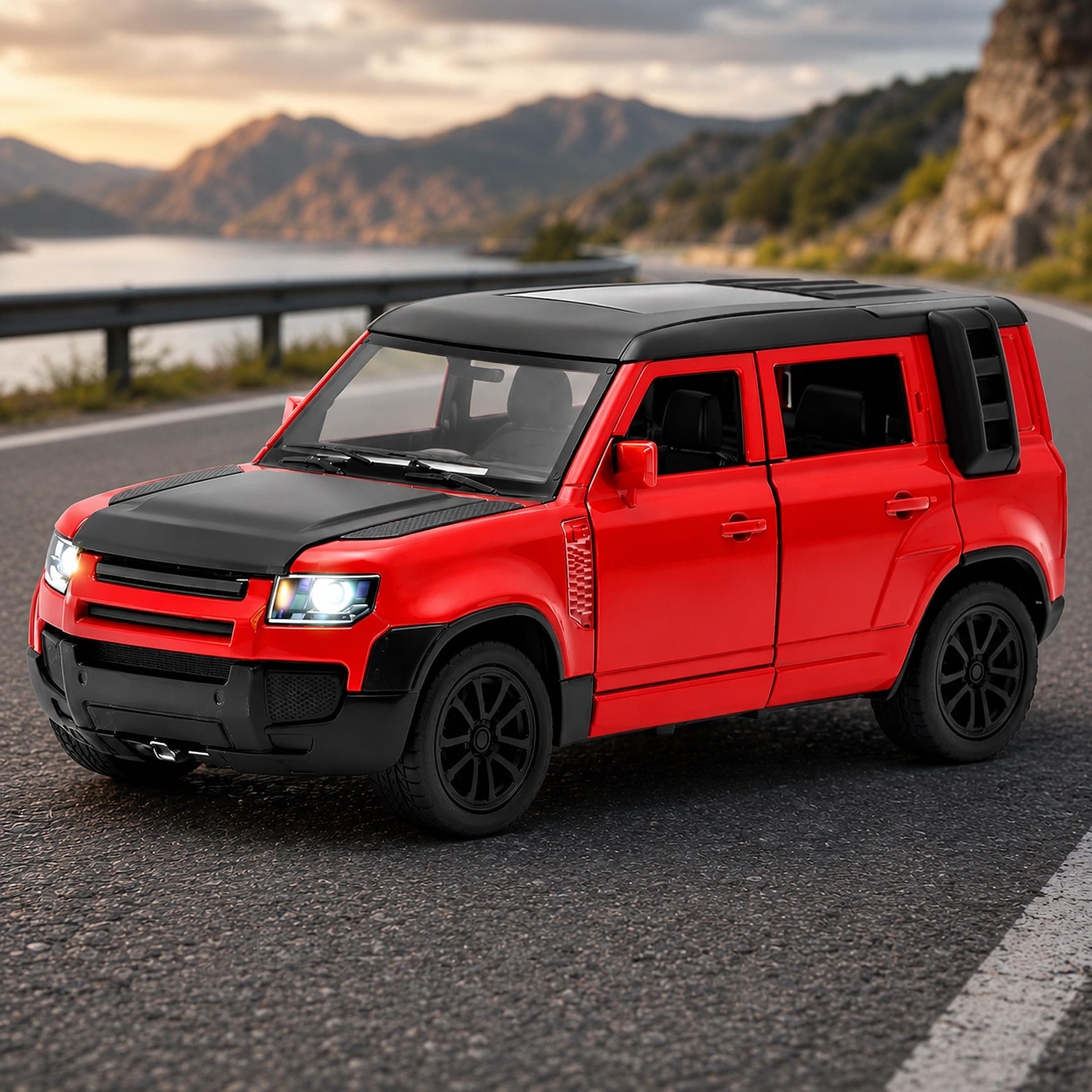 Toyshine 1:32 Scale Die SUV Racing Model Car with Music and Lights Along with Pull Back Function Opening Doors Feature for Kids Boy Girl 3+, Red