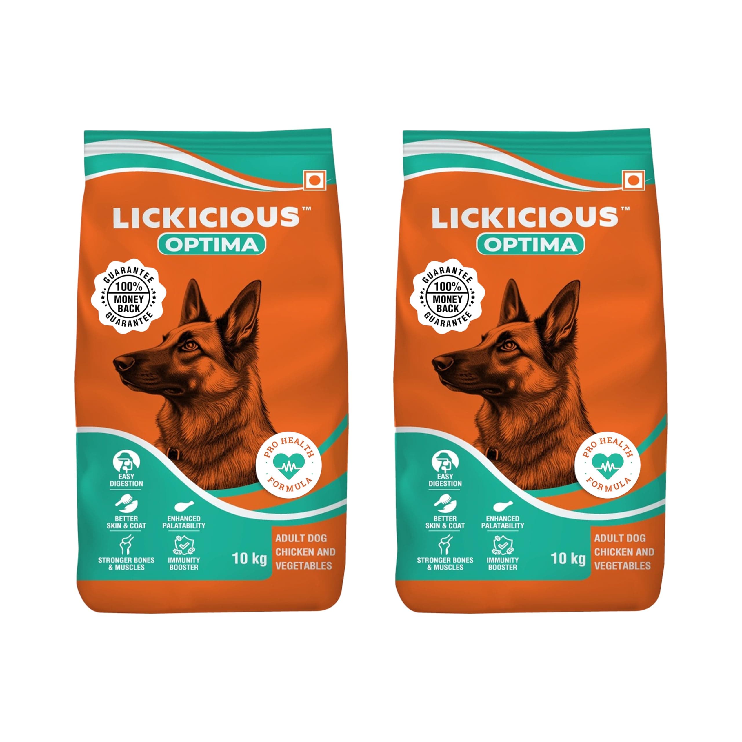 LICKICIOUS Optima Dry Dog Food Adult 20 KG | Chicken & Vegetable | Complete and Balanced Optimum Nutrition for Pedigree Dogs | Great Taste & Easy Digestion