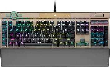 Corsair K100 RGB Optical-Mechanical Gaming Keyboard - Midnight Gold Opx RGB Optical Mechanical Keyswitches - Axon Hyper-Processing Technology for 8X Faster Throughput - 44-Zone RGB Lightedge