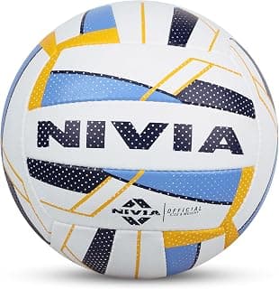 Nivia VB 5000 Volleyball, Match Ball, 18 Panels, PU Leather Hand-Stitched, Latex Bladder, As Per VFI Standard, Made for Tournaments, to Play on All Indoor & Outdoor Surfaces (Size - 4, Multicolor)