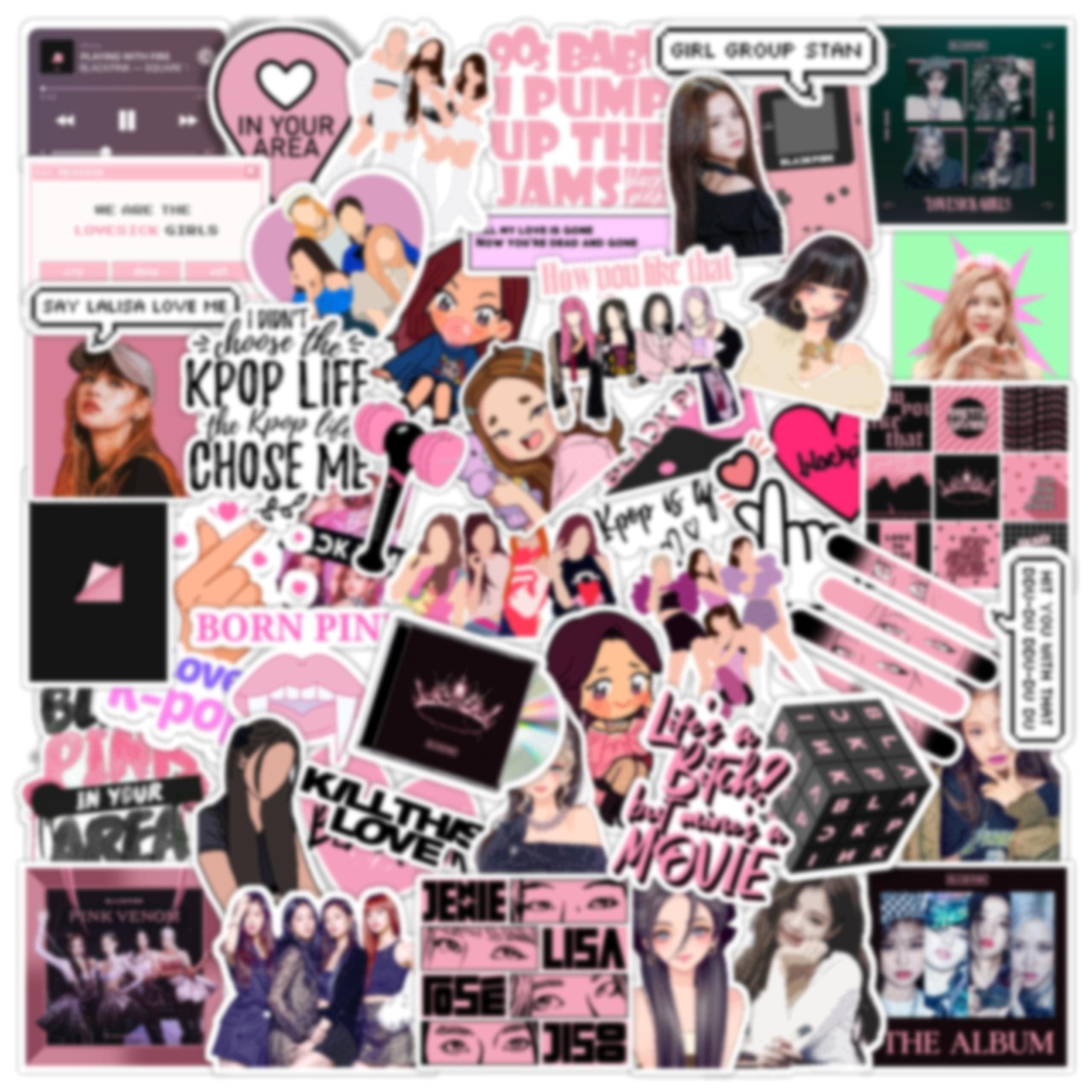 CodersParadise K-Pop Girl Group Stickers Pack – 58PCS Premium Waterproof Vinyl Aesthetic Fan Stickers for Laptop, Phone, Water Bottle, Notebook, Diary & Journal Decoration for Teens & Girls