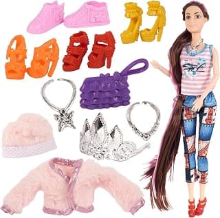 Toyshine Beauty Dollhouse Set with Fluffy Pink Jacket and Accessory Pretend Play Gift for Girls Kids Role Play Toy for Age 3+