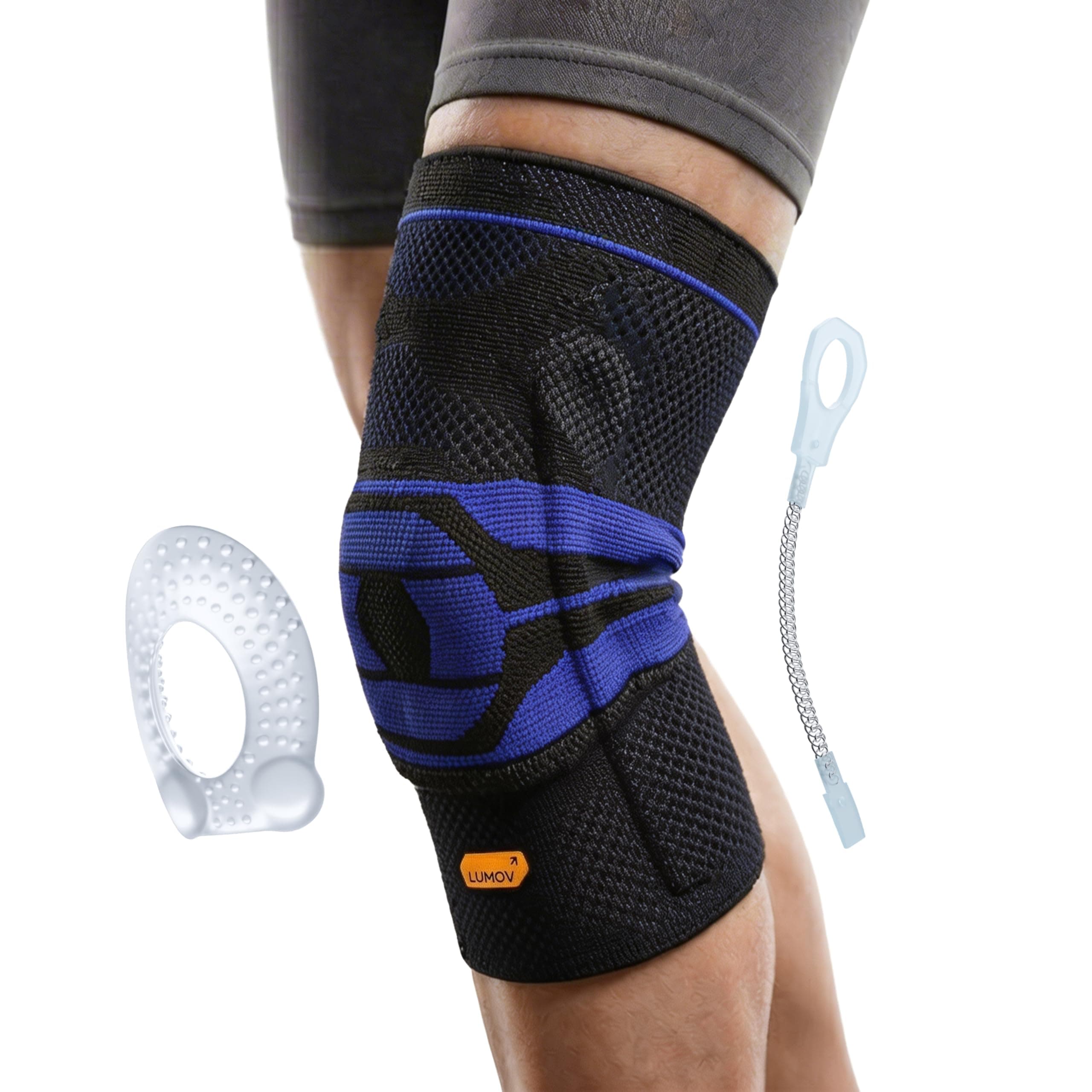 LUMOV Knee Caps For Men & Women, Knee Brace Ultima with Patella Gel Pads & Side Stabilizers, Knee Support for Arthritis, Pain Relief, Sports & Workouts, injury Recovery, Knee Pads - Black, XL, 1 Pc
