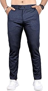 Mehrang Men's Slim Fit Casual Trousers, Black, Cotton Blend, Side Pockets