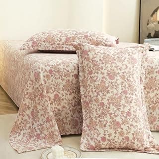 Story@Home King Size Air Cotton Bedsheet 240 TC Flat Sheet with 2 Pillow Covers, Soft & Durable Bed Sheet for King Bed (270 x 250 cm, Floral Print, Purple & Off White)