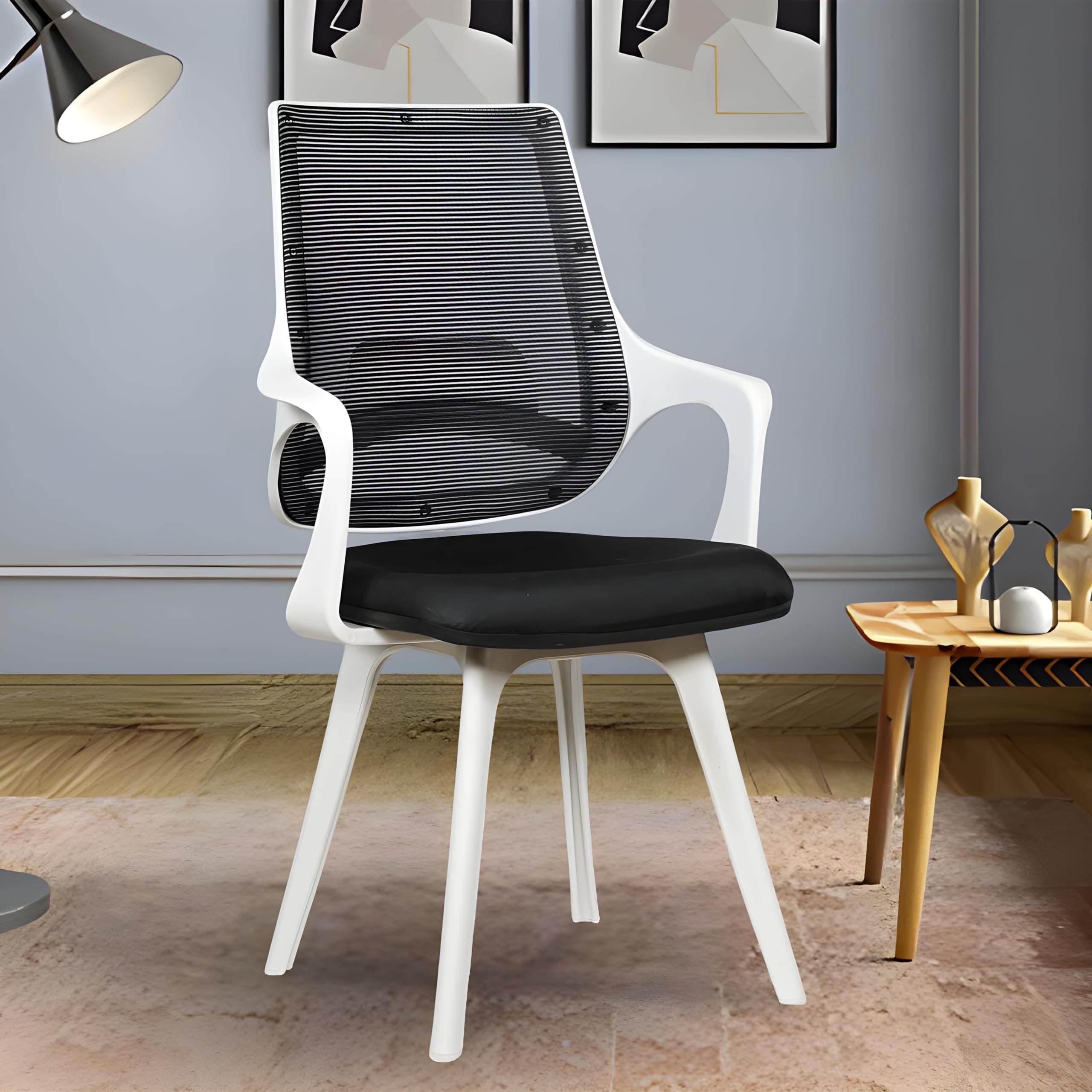 MRC Executive Mono Mesh Mid-Back Ergonomic Office Chair| Visitor Chair| Study Chair |Computer Chair | Work from Home (Mono Fixed, Black & White)
