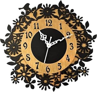 15 Inches Wall Clock for Home Stylish Latest Handcrafted Wooden Silent Non Ticking Antique Wall Clock Decorative Big Size Wall Clock for Home Living Room Bedroom Hall & Office