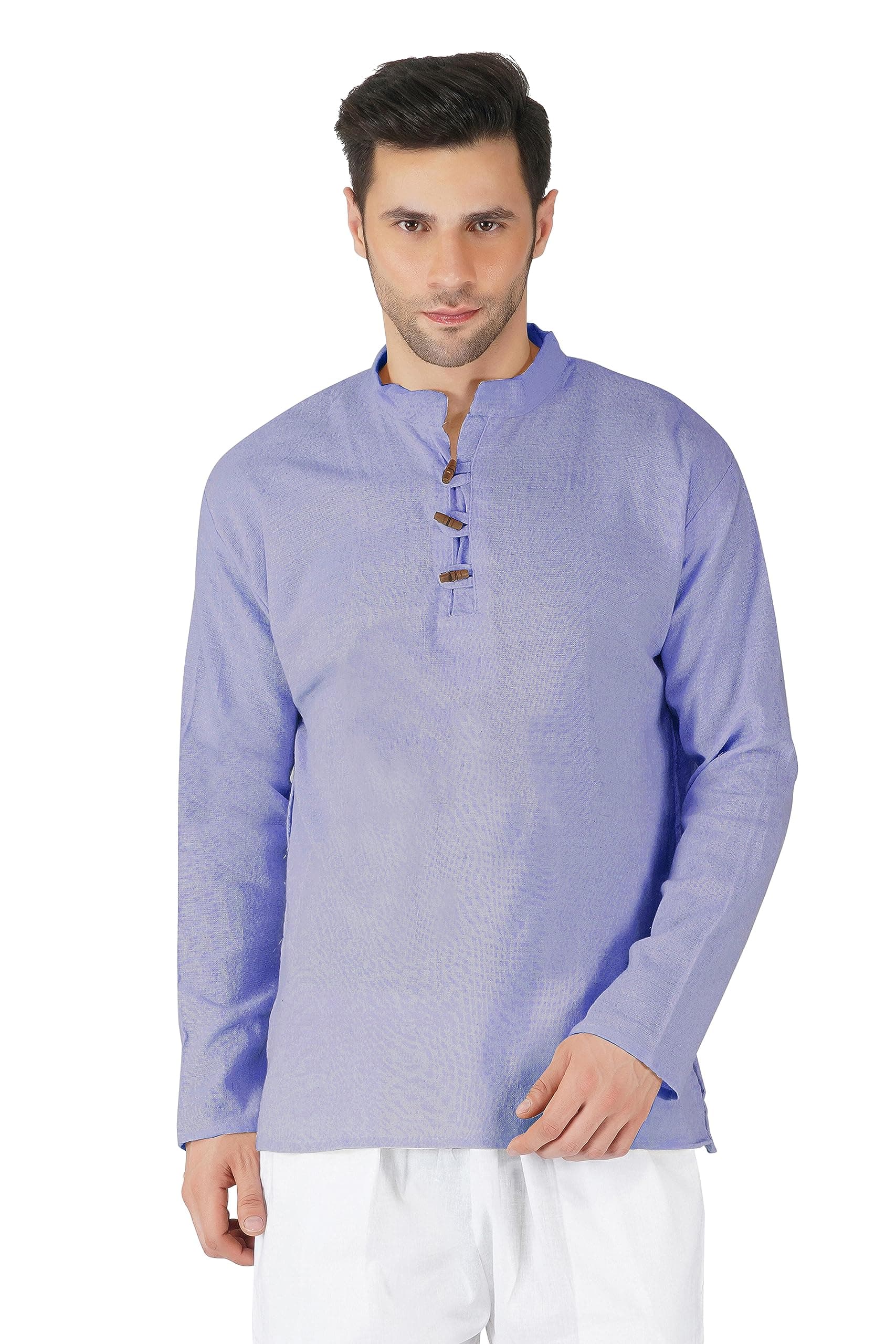 Fressia Fabrics Solid Cotton Short Kurta for Men