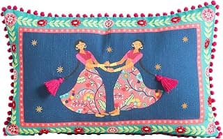 Chumbak Jalsa Cushion Cover | 12"X20" | Cotton Cushion Cover | Case for Sofa Set, Bed, Living Room, Bedroom | Cotton Fabric with Back Zipper