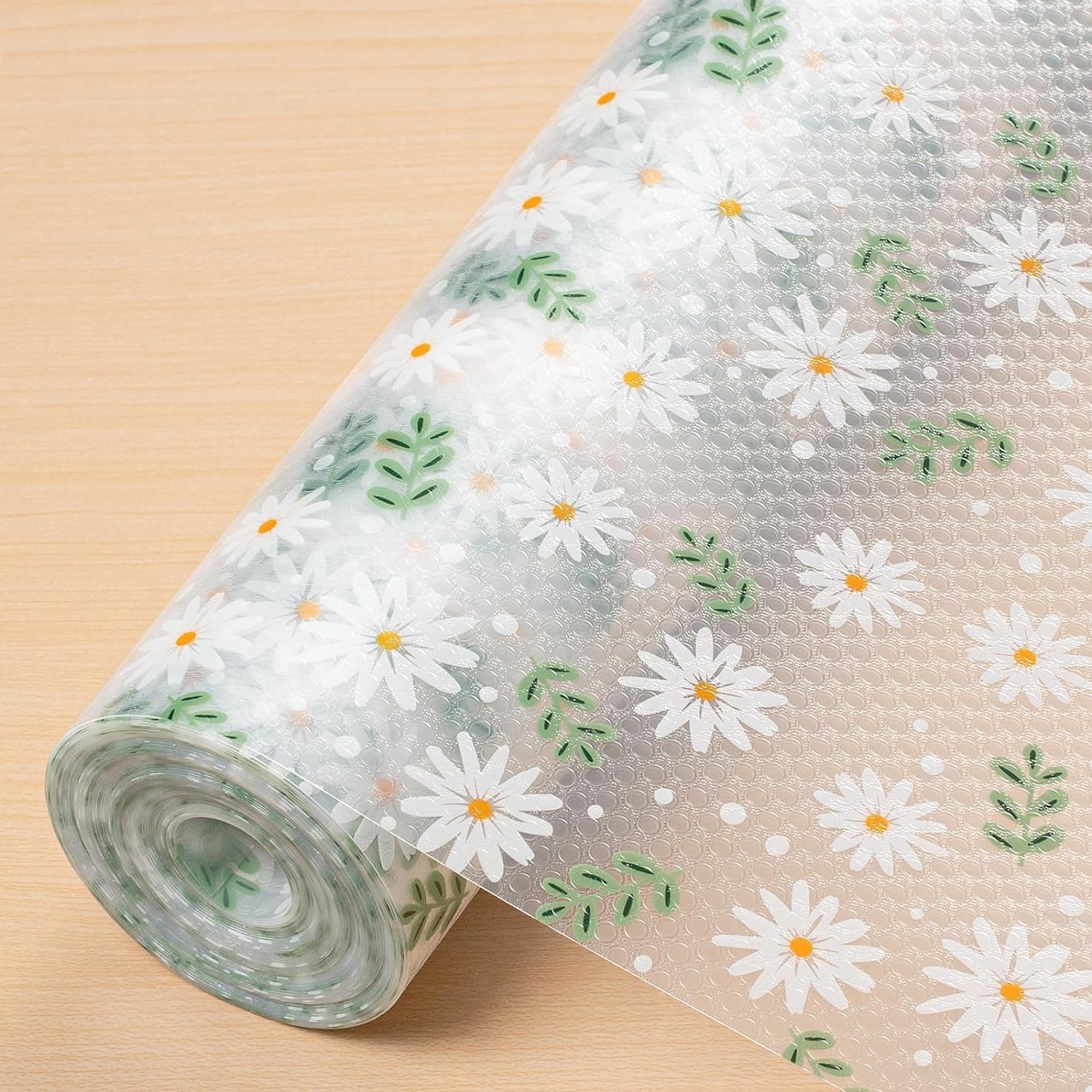 ESPERO Fridge Mats, Premium Kitchen Mat EVA Food Grade Multipurpose Washable Anti Slip Mat/Sheet for Fridge, Shelf Liners for Kitchen Shelves, Table, Kitchen Drawer mat - 45cm x 3meter (Green Flower)