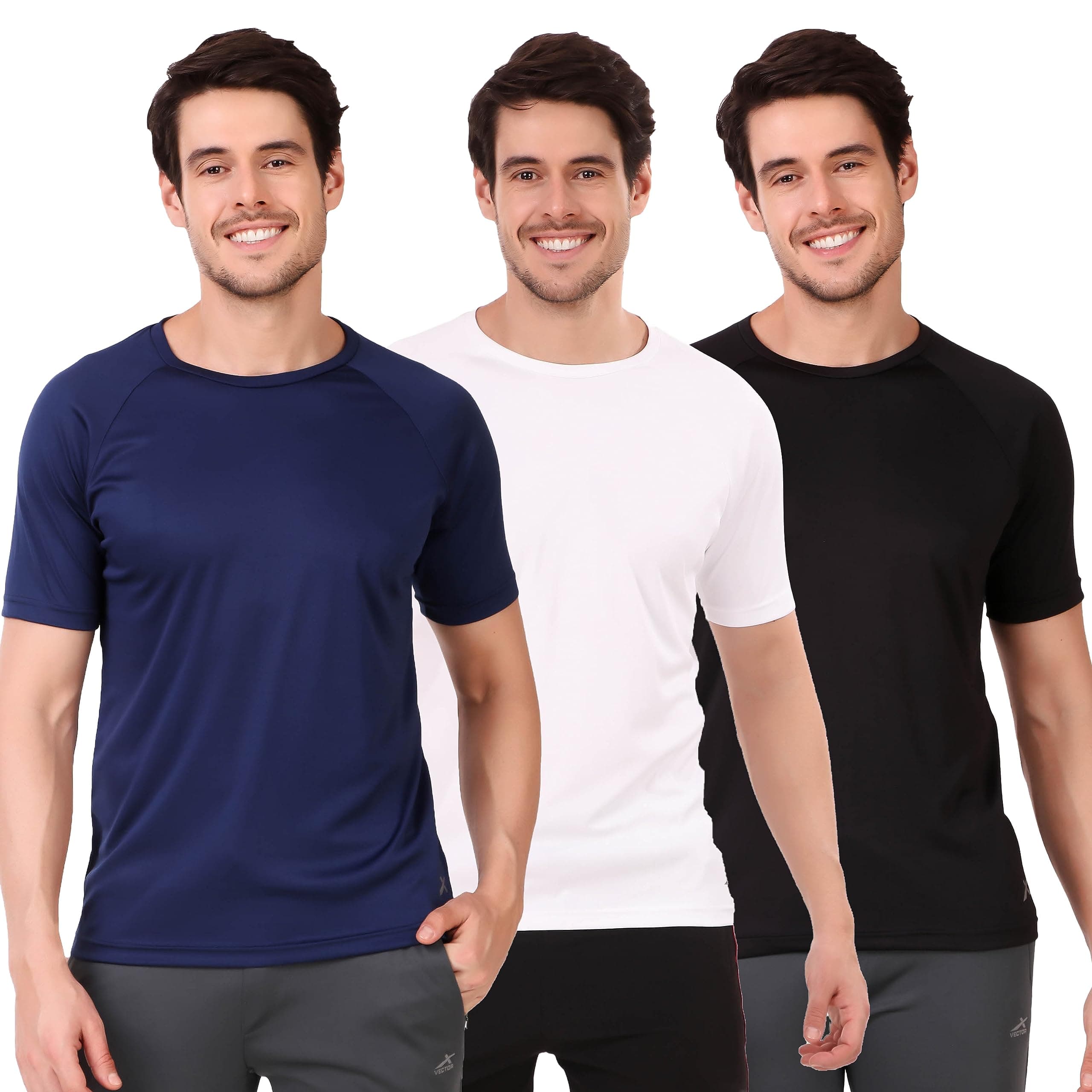 Vector X OMT-257 Dry-Touch Men's Round Neck T-Shirt (Pack of 3 T-Shirt)