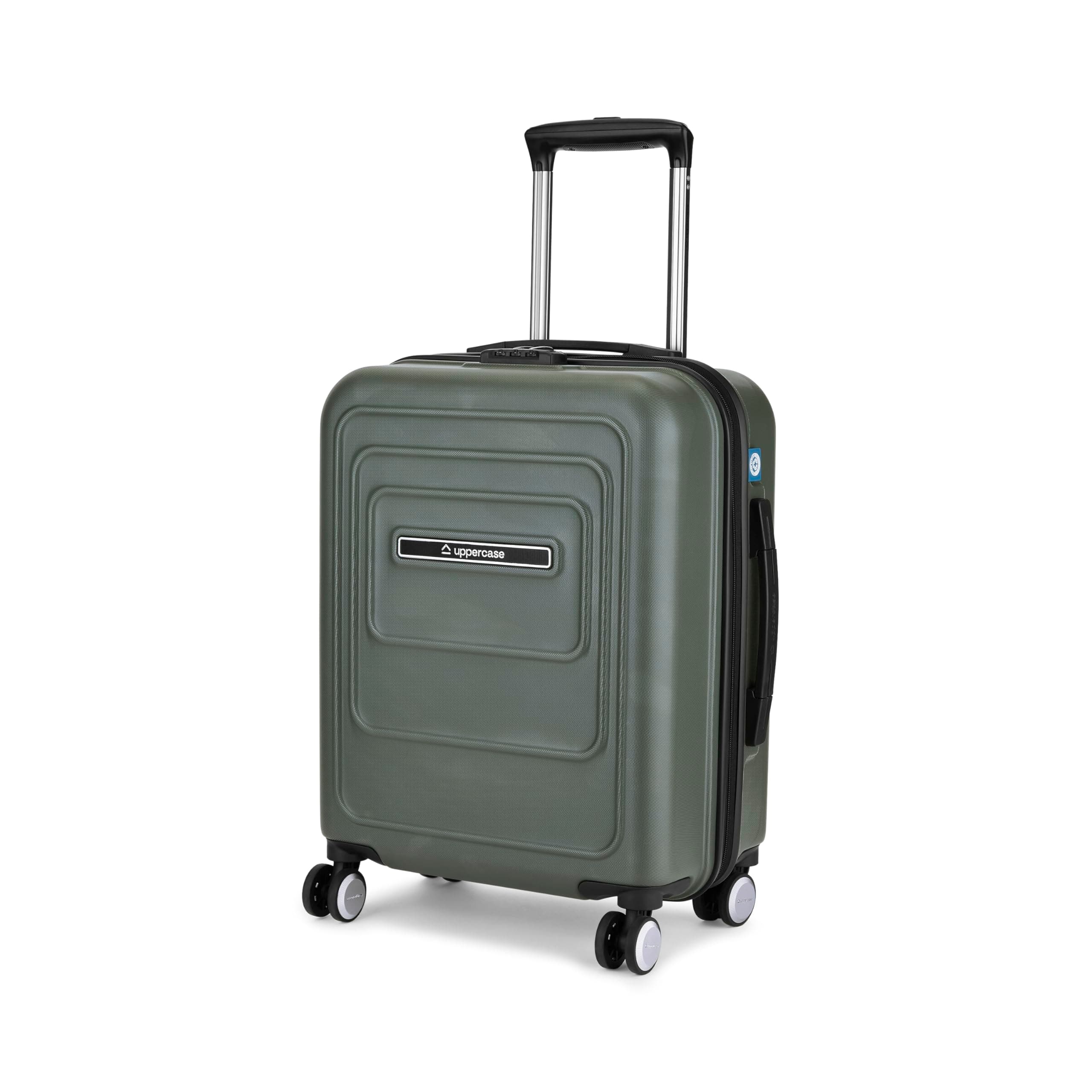 uppercase Helix Solid (Cabin) 56Cm Textured Trolley Bag with Combination Lock, 8 Wheels, Eco Polycarbonate Luggage, Laundry Compartment, Durable Design for Travel – Suitcase for Men & Women Grey