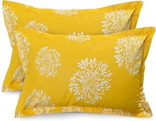 Huesland by Ahmedabad Cotton 144 TC Cotton Pillow Covers Set of 2 - Yellow