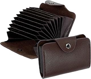 Storite 9 Slot Vertical PU Leather Pocket Sized Credit Debit ATM Card Holder Wallet & 2 Money Pocket for Men & Women (9 Slot-Brown)