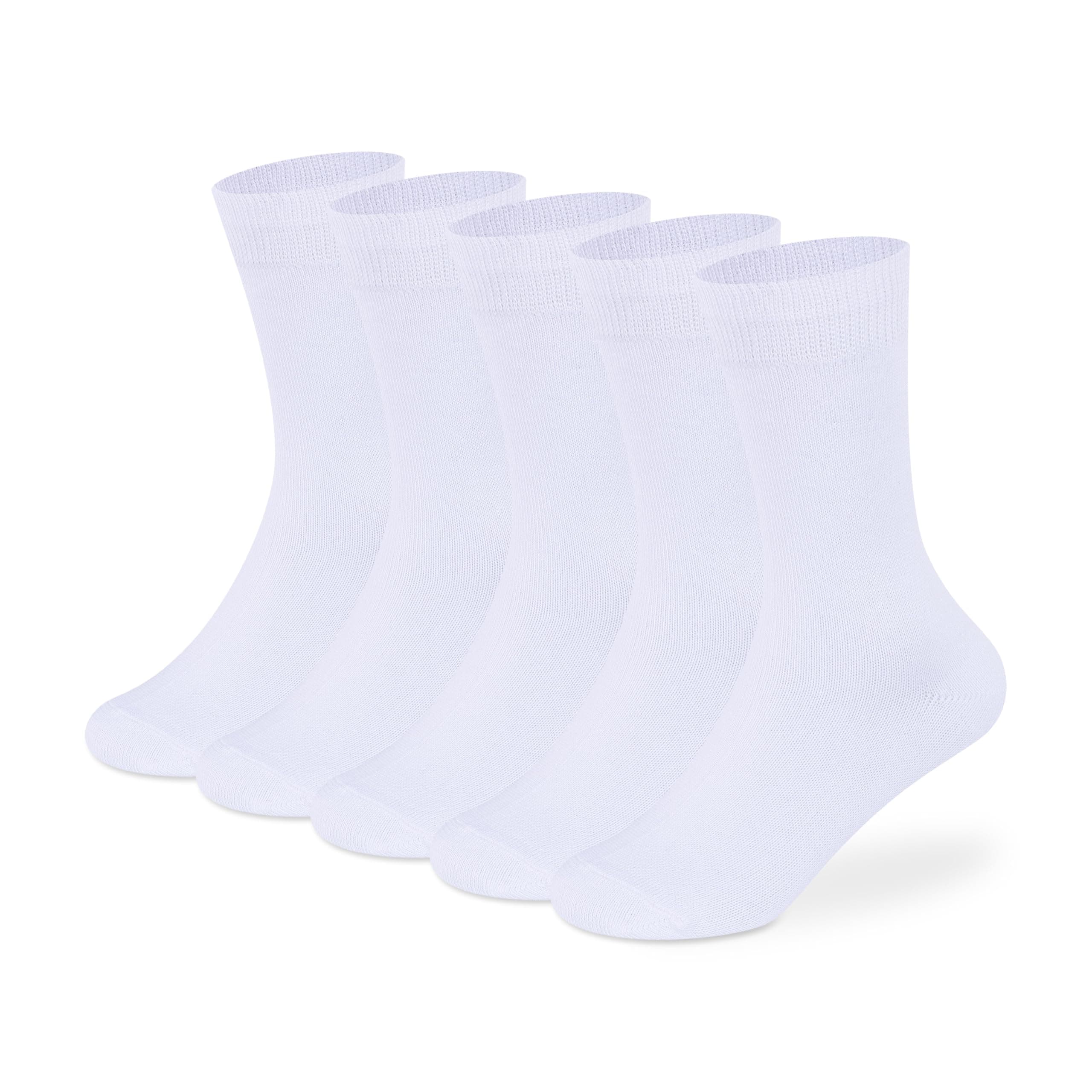 Supersox Regular Length School Uniform Socks for Kids | Breathable Cotton | Anti-Odour & Moisture Absorbent | Durable Welt for All-Day Comfort | White | 5 to 6 Years | Pack of 5