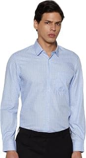 Peter England Men's Classic Sophisticated Self-Checkered Formal Slim Fit Full Sleeve Shirt | Wonder Fabric | Cotton-Rich
