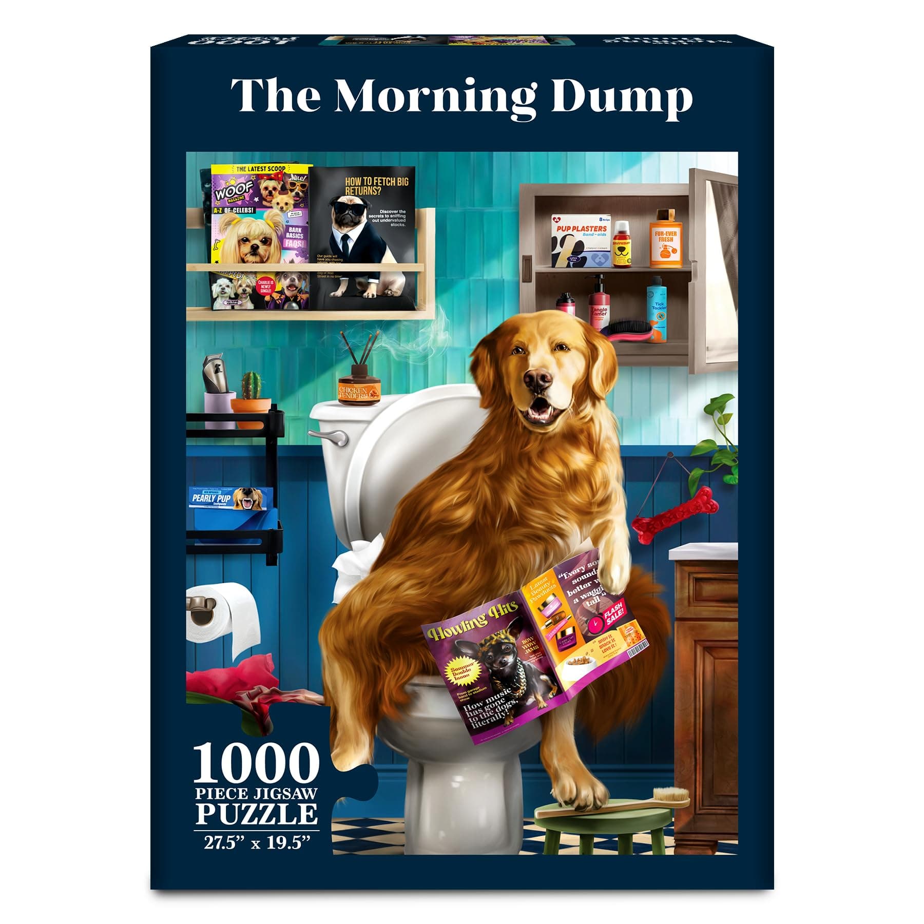 Gouda Games Jigsaw Puzzle 1000 Pieces - The Morning Dump, Fun for Families, Friends, Puzzle Enthusiasts, Game Nights, Includes Sorting Trays, Gifts for Dog Lovers Ages 15+, Finished Size 27.5” x 19.5"
