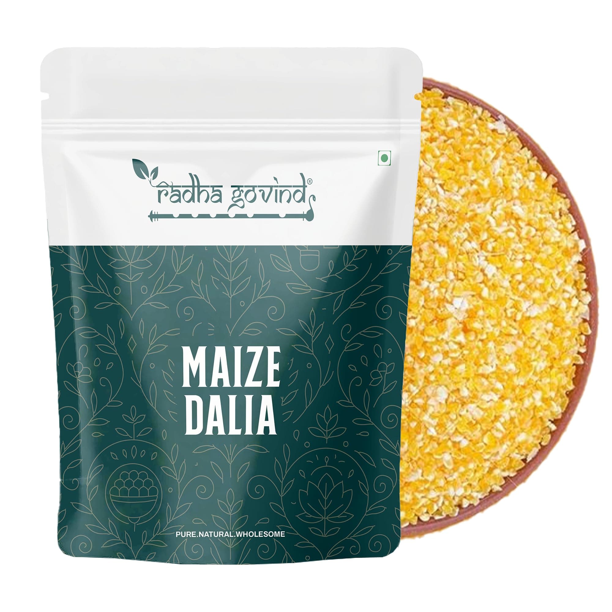 Radha Govind Organic Maize Daliya | Corn Daliya | Makke Ka Daliya 1000 Gram, Certified Organic