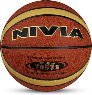 Nivia Pro-Touch Basketball, As Per FIBA Standard, 14 Panels, Laminated Super Soft PU Leather Cover with Pebbled Texture, Butyl Threadwounded Bladder, Made for Pro-Leagues, to Play on Indoor Surfaces