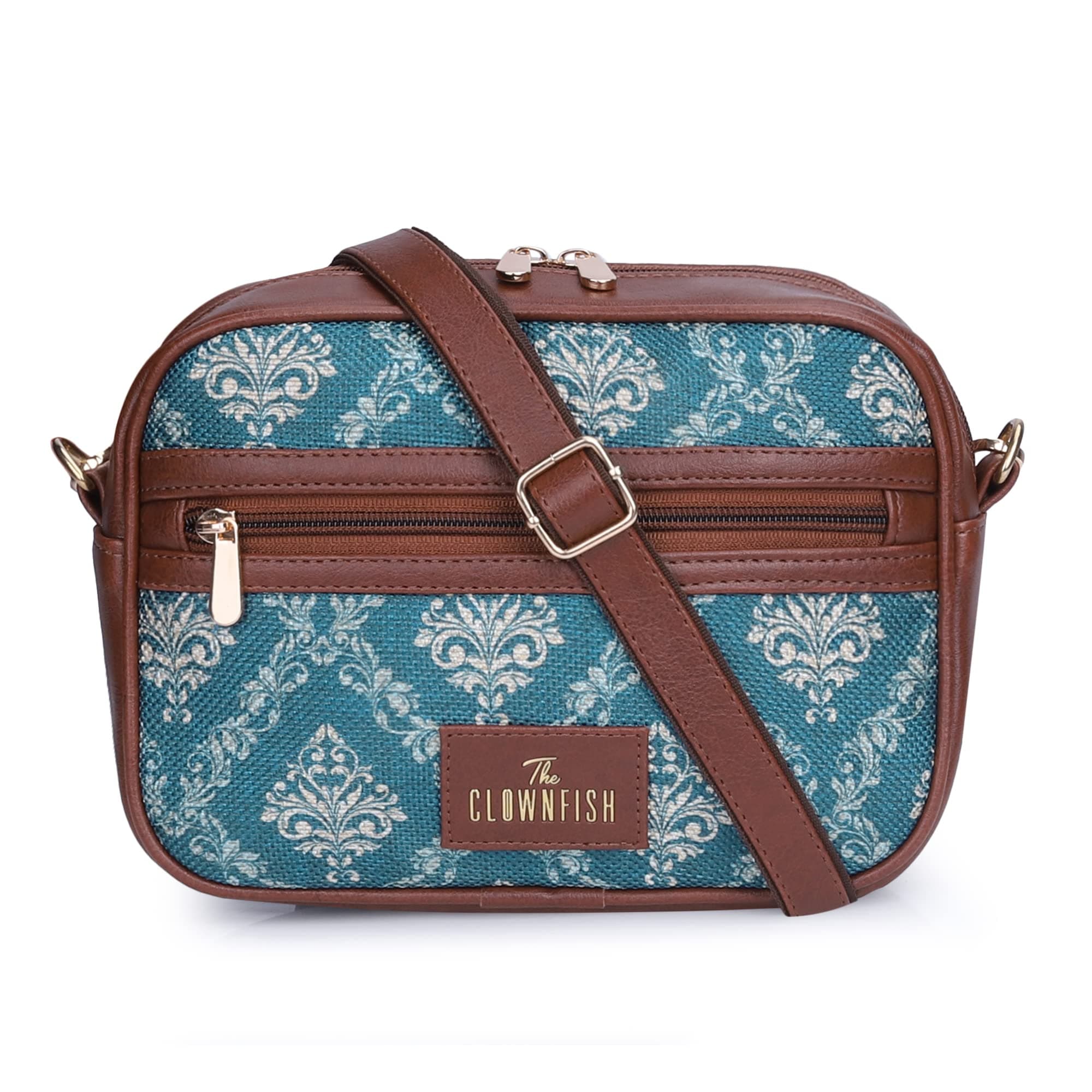 THE CLOWNFISH Nyra Polyester Crossbody Sling Bag for Women Casual Party Bag Purse with Adjustable Shoulder Strap and Printed Design for Ladies College Girls