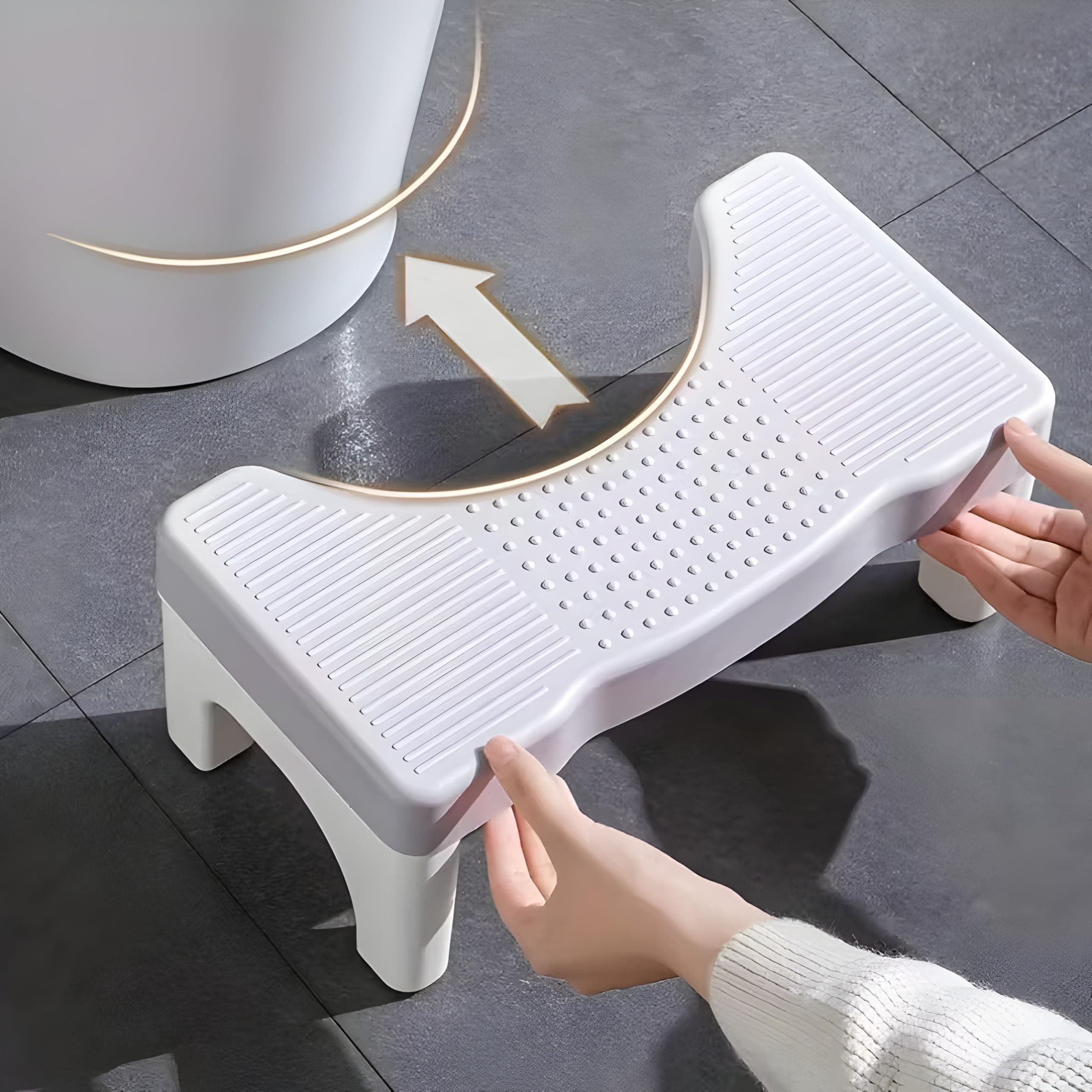 CLAPONE Toilet Stool – 7-Inch Squatting Poop Stool for Adults & Kids | Non-Slip Bathroom Foot Step for Healthy Bowel Movement | Portable & Durable Potty Stool Toilet Poop Step for Bathroom(Off White)
