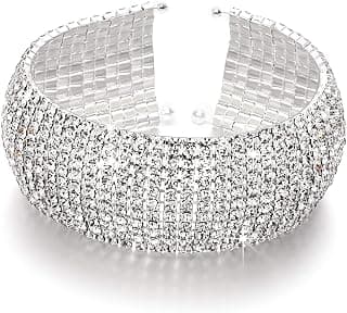 Shining Diva Fashion 18k Rose Gold and Silver Plated Adjustable Crystal Cuff Bracelet for Women and Girls