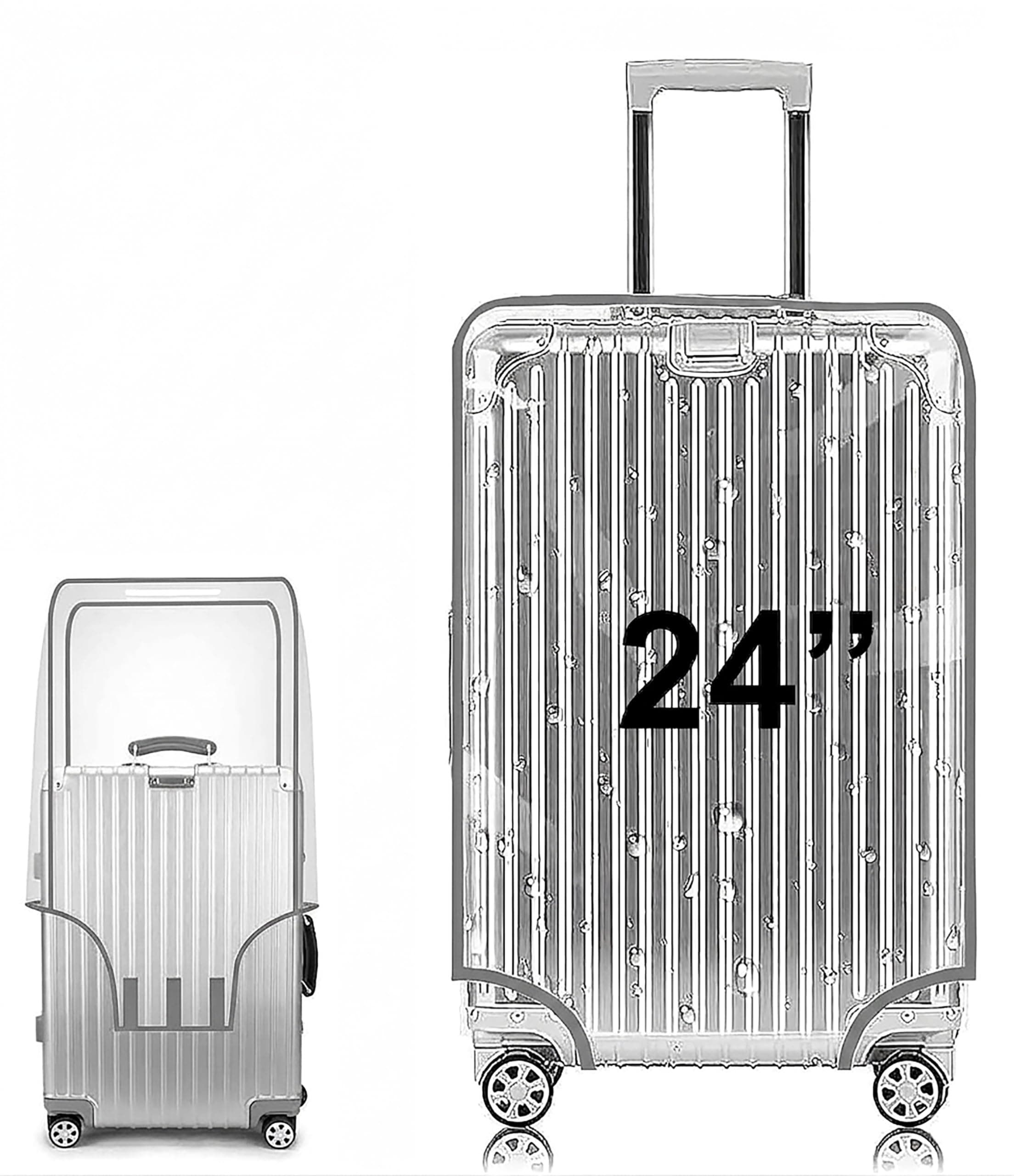 Fancy Walas 24 Inch Trolley Bag Cover/Suitcase Bag Cover/Waterproof Dustproof Luggage Cover for Wheeled Luggage/Zippered Clear PVC Suitcase Covers Protectors (Medium, 24 inch, Set of 1)
