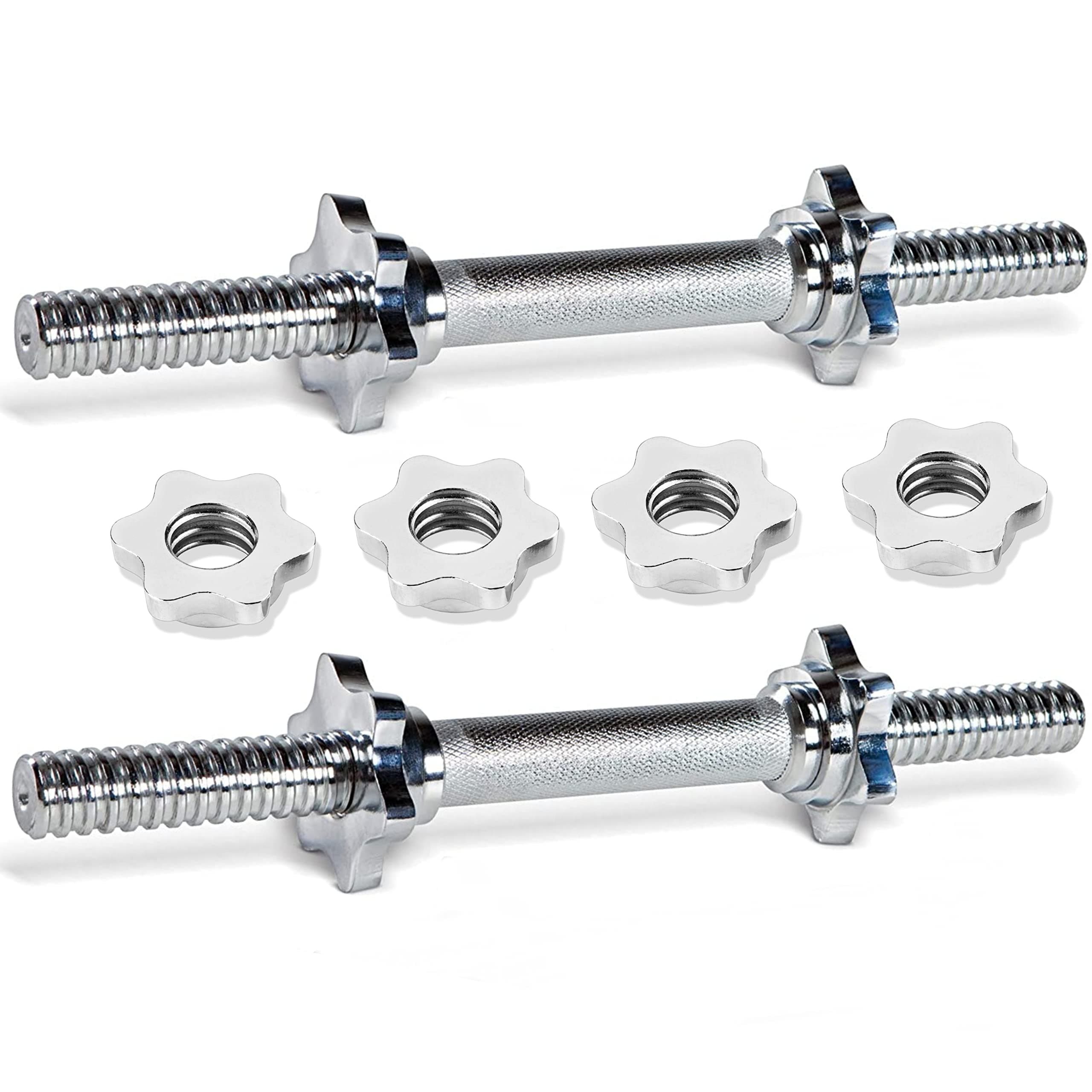 BULLAR 15 Inch Pair of Chrome Plated Dumbbell Rods, Metal with Iron Nuts, Non-Slip Dumbbell Bar Stainless Steel Weight Lifting Bars, Gym Equipment for Home Workout, 2000 Grams