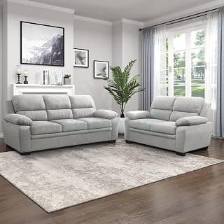 Torque Jett Plush Premium 3+2 Seater Sofa Set (Light Grey) | Sectional Sofa 5 Seater 3 Plus 2 | 5 Seater Fabric Sofa for Living Room Office | 3 Year Warranty