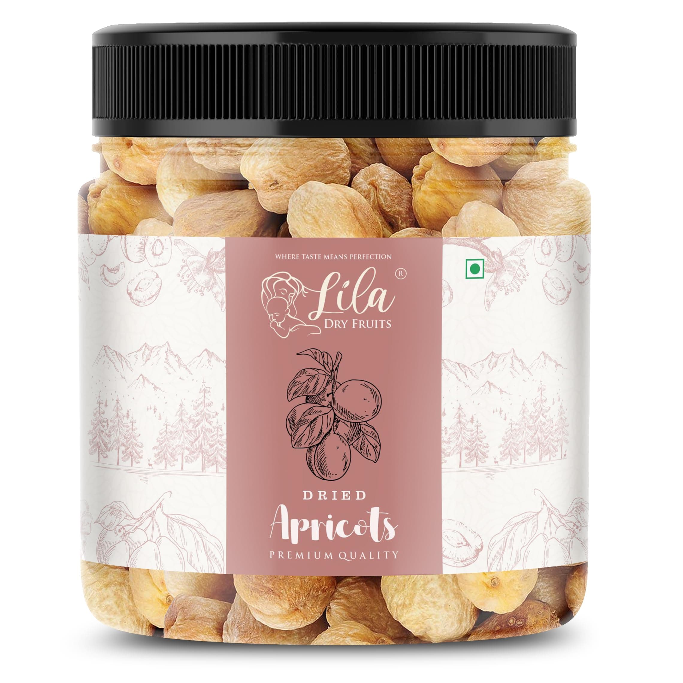 LILA DRY FRUITS Dried Premium Afghani Apricots 500g Jar Pack | Vegan, Sun Dried Apricots | Gluten Free & Sodium Free | Add in your Healthy Recipes | Dry Fruit Perfect for Gifting