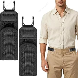 Buckleless Elastic Belt for Men & Women – Adjustable Stretch Waist Belt with Metal Hook, Invisible Buckleless Belt for Work, Casual & Outdoor (1 PAIR)