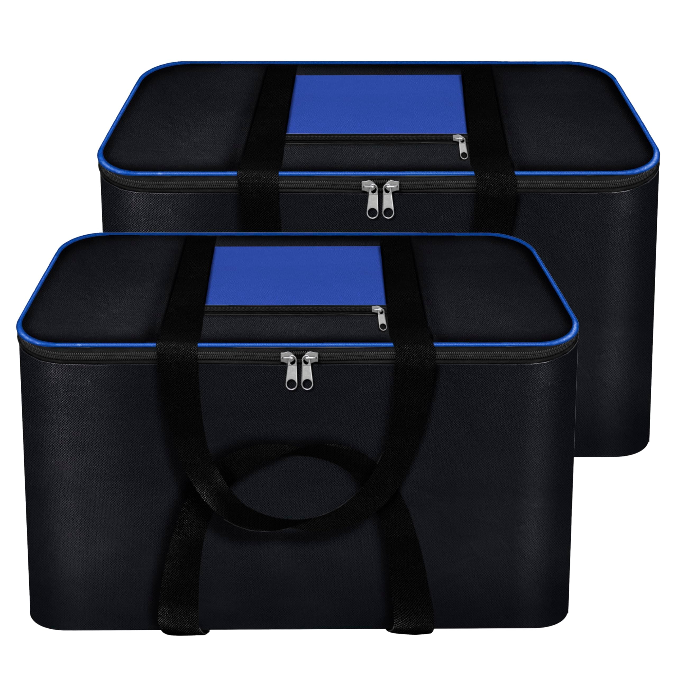 Storite 2 Pack Moisture Proof Nylon Large Underbed Storage Bag For Clothes | (54 x 46 x 28 cm) - BlueBlack, Rectangular