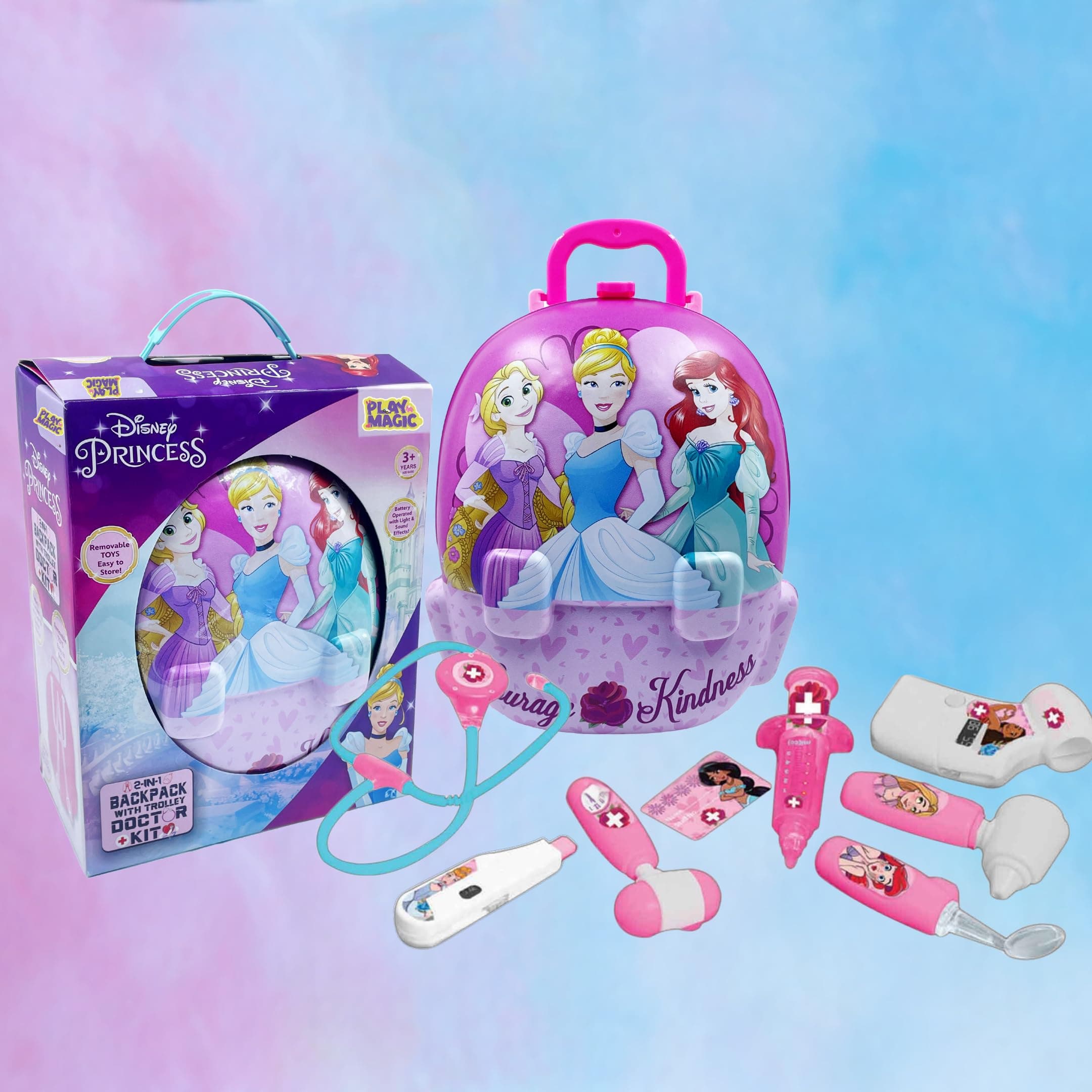 PlayMagic Princess Doctor Playset for Kids |Convertible Suitcase with Battery Operated Pretend Play Toy for Boys & Girls 3+ Years| Doctor Kit Toyset Perfect for Gift | retend Play Learning Toy