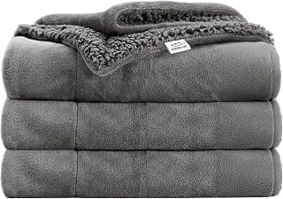 GADDA CO Polyester Micromink AC Blanket for Double Bed | Super Soft Flannel Sherpa Reversible Comforter/Dohar | Lightweight Summer & AC Use | Grey | 220 x 228 cm