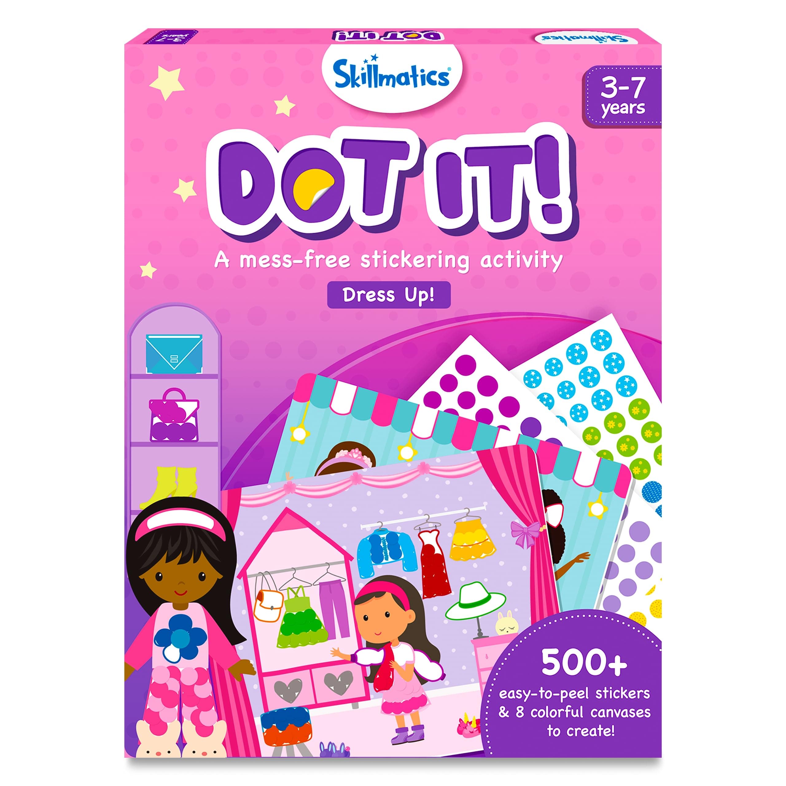 Skillmatics Dot It Sticker Art Activity - Dress Up, Mess-Free Fun for Kids, 500+ Stickers, Craft Kits, DIY Activity, Travel Toys, Gifts for Boys & Girls Ages 3, 4, 5, 6, 7-Paper,Multicolor