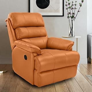 Little NAP Quies Dual Motor Soft Leatherette with Rocking & Revolving Recliner | Padded 1 Seater Recliner Chair | Premium Chair for Home Office Movie Theater Living Bed Room | Tan | 3 Year Warranty