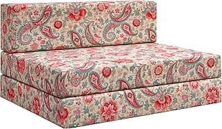 Rosebell Foldable Printed One Seater Sofa Cum Bed, Sofa Bed 3 X 6 Feet, Washable Cover- Perfect for Living Room & Office, Guest Room - Multicolor