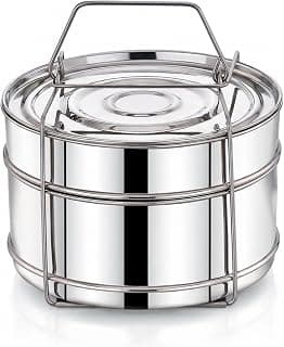 Expresso Stainless Steel Cooker Separator Set for Prestige Outer Lid Pressure Cooker | 5 Litre Capacity | Multi Cooking Containers