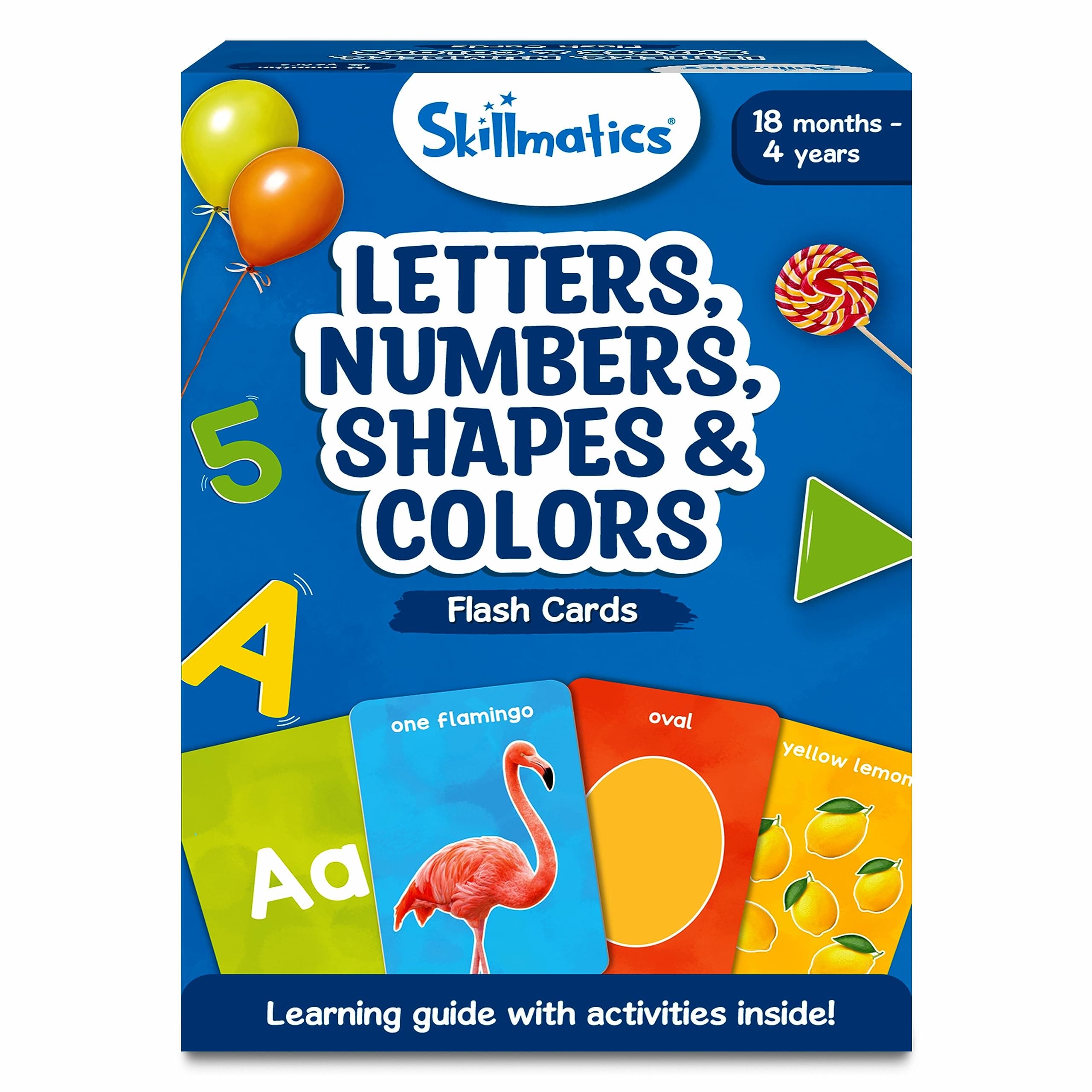 Skillmatics Thick Flash Cards for Toddlers - Letters, Numbers, Shapes & Colors, Montessori Toys, Preschool Language_Skills Learning Activities, Learning Aids, Gifts for Kids Ages 1, 2, 3, 4 Years