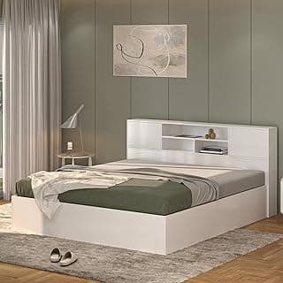 Callas Estoria Engineered Wood King Size Bed (White, King Size with Storage)