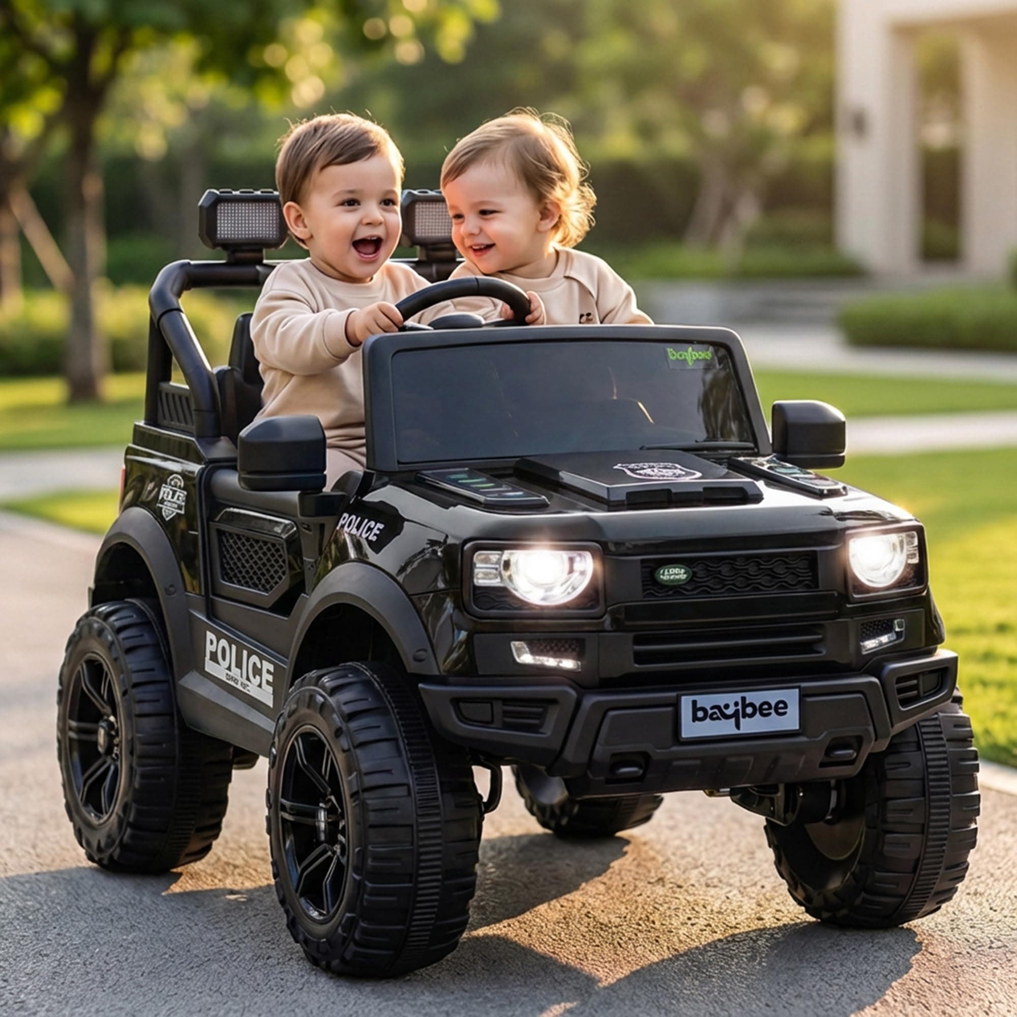 Baybee RoverX Battery Operated Jeep for Kids with Parental Control | Baby Ride On Electric Car with RGB Lights, Music & Swing Mode | Rechargeable Battery Car for Kids 2 to 6 Years (Metallic Black)