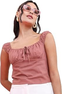 Tokyo Talkies Women's Sleeveless Square Neck Solid Tops| Stylish Casual wear
