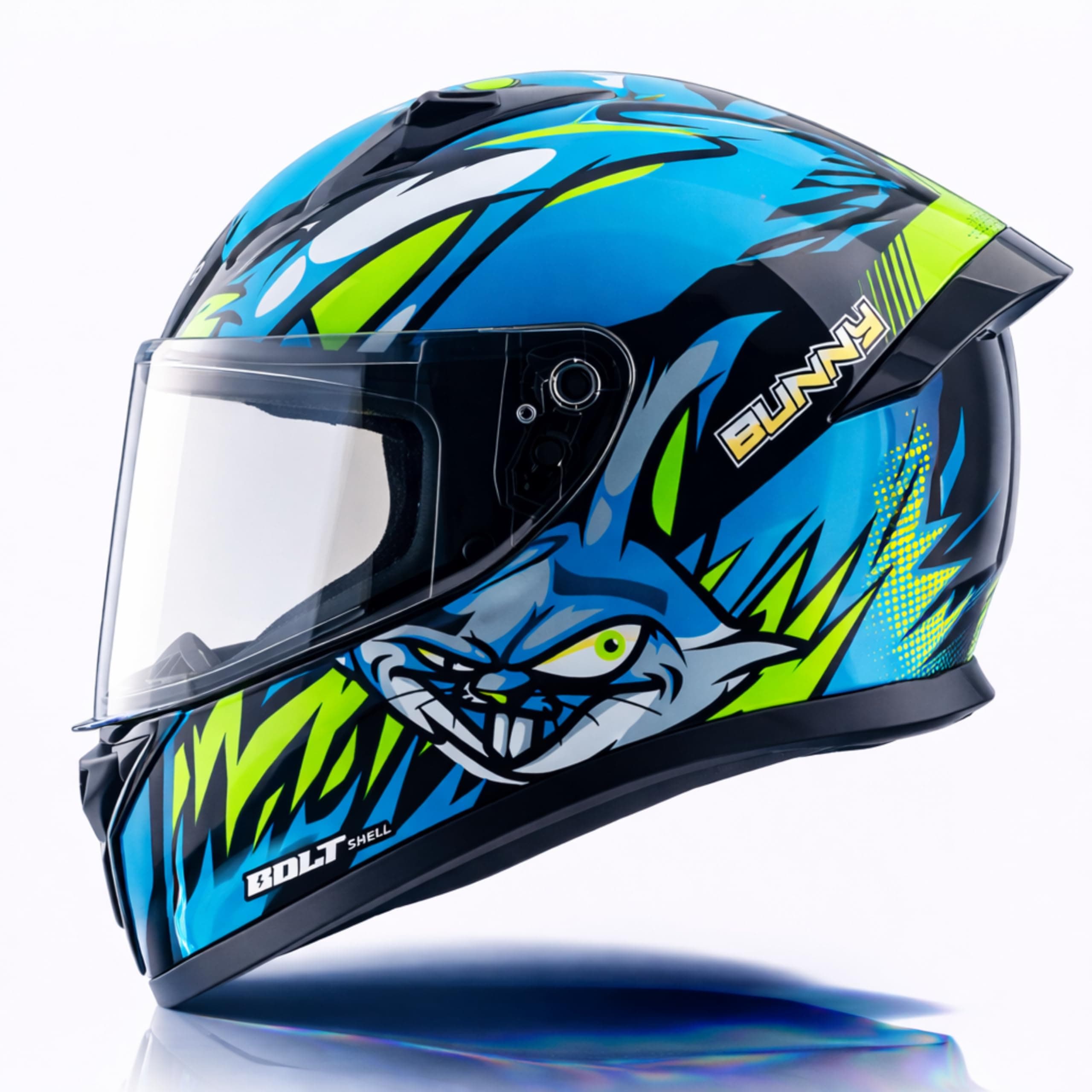 Vega Bolt Bunny Black Neon Blue Helmet-L