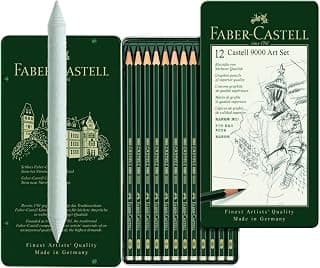 Faber-Castell 9000 Art Pencil Set 12 Pencils, Ink Color-Black