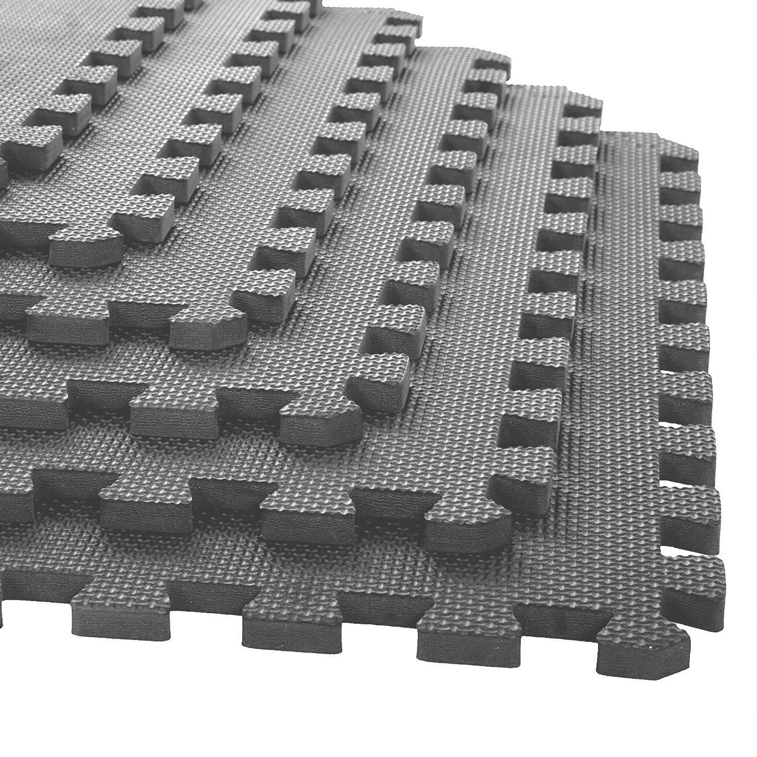 Xtrim Puzzle Exercise Mat (6 Tiles & 10 Borders, 16 Sq.Ft.Area) High-Density EVA Foam Mat, Interlocking Tiles, Shock Proof, Protective Flooring for Gym Equipment, Puzzle Foam Mat Home, Kids Area Grey