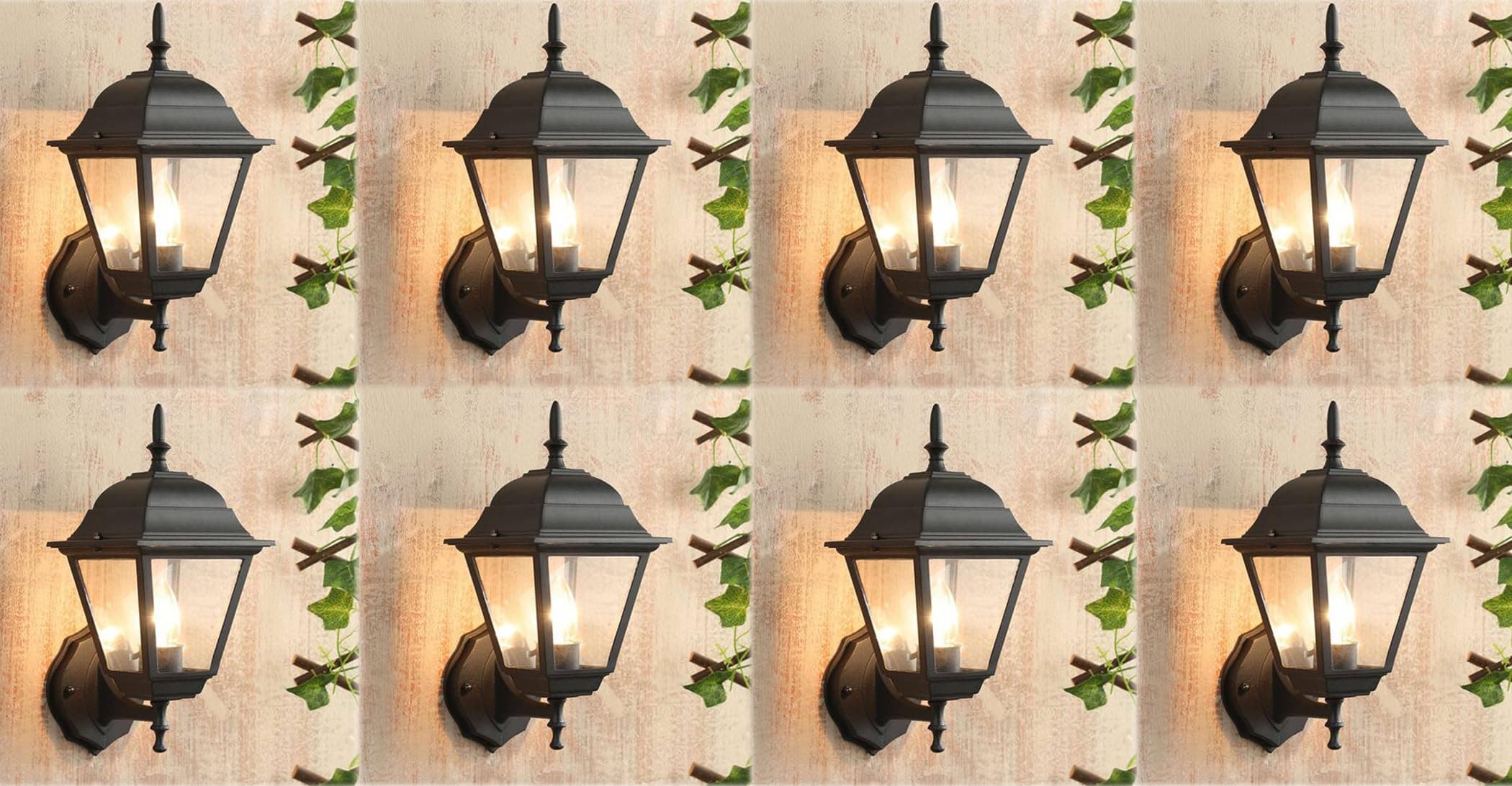 Kiyah Lights B22 Holder Cast Aluminium Black Matte Finished Standard Garden Light Wall Illumination for Patio, Porch & Balcony (Pack of 8)
