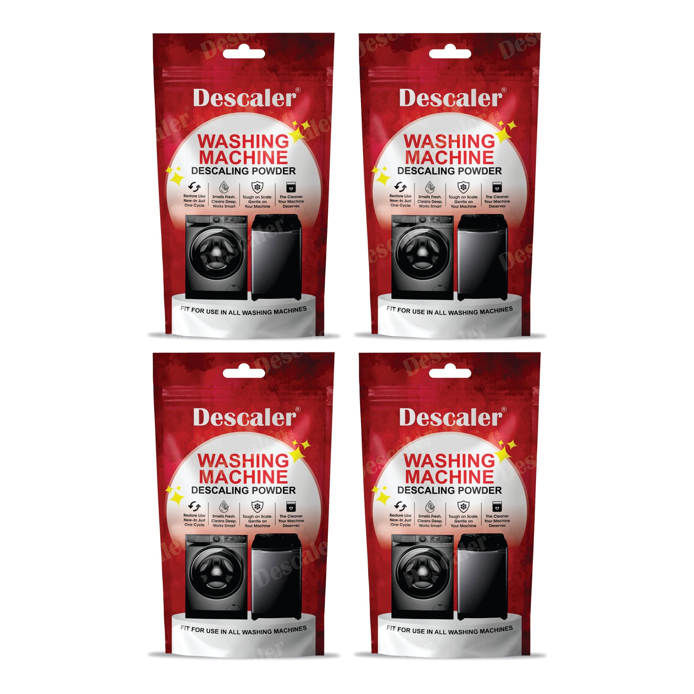 Washing Machine Cleaner Powder/Descaler | Descaler for Washing Machine | Tub & Drum Deep Cleaner | Removes Limescale,Odour & Residue | Used for Top Load & Front Load Safe | Pack Of 4