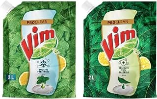 VIM Dishwash Anti Smell Liquid, Pudina, 2 Ltr&Vim Dishwash Anti Bac Liquid, Neem, 2 Ltr