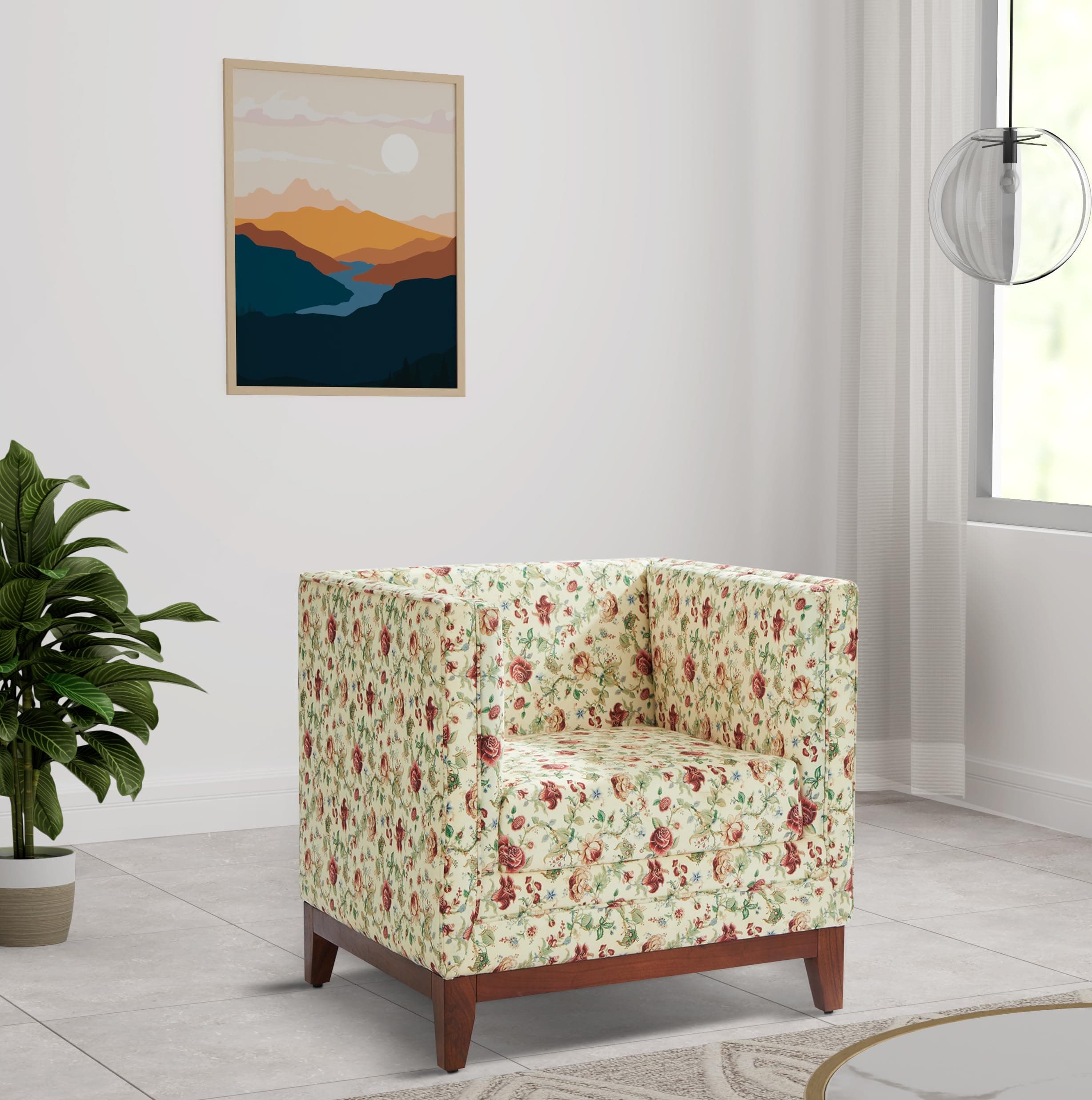 Amazon Brand - Solimo Halley 1 Seater Sofa (Fabric, Multicolour-2)