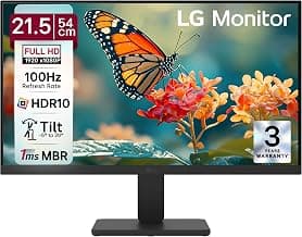 LG 22U401A 54.61 cm (22 Inch) Full HD (1920x1080) VA Monitor with 100Hz, 5ms (GtG),VGA, HDMI, 3-Side Virtually Borderless Design, sRGB 99% (Typ.), HDR 10, 1ms MBR, Reader Mode, Flicker Safe (2026)